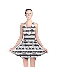 General Print Stretchy Polyester/Spandex Skater Dress 
