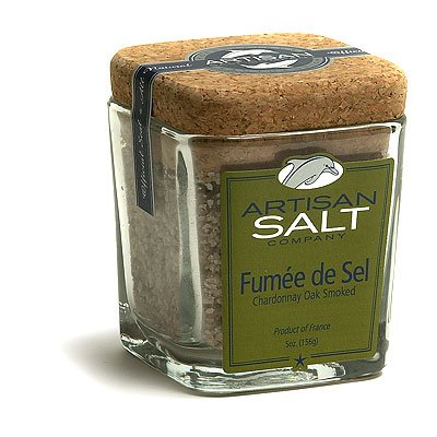 Childrens Toyshop  Gourmet Food : Fleur de Sel de Guerande - Smoked with Chardonnay Oak - Rare Gourmet Sea Salt in Glass Jar with Cork - 4.5 oz