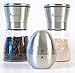 Salt and Pepper Grinder Set - Premium Stainless Steel Salt and Pepper Mill Shakers - Modern, Ergonomic Design Fits in Your Hand - Fresh Flavor, Easy To Use - Kitchen Egg Timer Included with Purchase