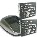 PANASONIC CGA-S007 CGA-S007A / 1B Equivalent Charger & Battery 2-Pack Combo for OEM DE-A25 & Lumix DMC-TZ4 / TZ5 & Many More