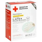 American Red Cross 1380-50 Disposable Powder Free Latex Gloves, Case Pack, Six - 80 Count Boxes (480 Pairs)