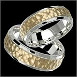Giorno - Hammered Two Tone Comfort Fit Wedding Bands Custom Made!