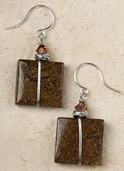 Earrings - Bronzite Wire Wrap
