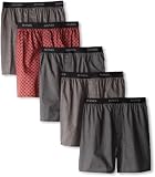 Hanes Mens Classics 5 Pack Printed Woven Exposed Waistband Boxer