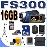 Pocket Video Camera Canon FS300 Flash Memory Camcorder w/41x Optical Zoom  BigVALUEInc Accessory Saver 16GB Battery/Charger Bundle