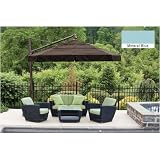Octagonal Cantilever 11 Foot Ft Umbrella With Valance And Double Wind Vent - Mineral Blue