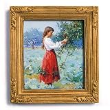 Henrietta Hammond Picking Apples - Gold Frame Magnet with pop-out easel (2-3 4 x 2-1 2 )