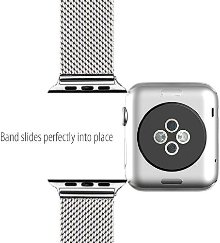 Apple Watch Band, LROO® Stainless Steel Mesh Replacement Strap Wrist Band with Metal Clasp for Apple Watch & Sport & Edition (Silver-big mesh-42mm)