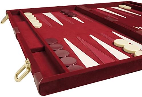 Deluxe Backgammon Set - 15" Maroon Board, Attache Case