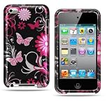 Apple Ipod Touch 4 Crystal Snap-on Pink Butterfly Protector Hard Cover Case