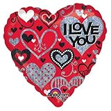 STD- Red/Blk-18in I Love You Hologram Foil Sparkles Heart Balloon STD- Red/Blk-18in I Love You Hologram Foil Sparkles Heart Balloon