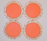 Two's Company - Bondi Set of 4 Beaded Fringe Coasters, Orange