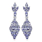 2.10 Carat Genuine Tanzanite Sterling Silver Earrings