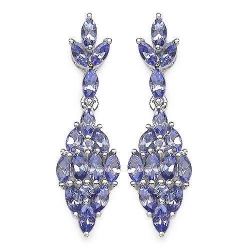 1.90 Carat Genuine Tanzanite Silver Earrings