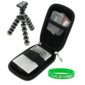 Hard Nylon (Pink) Case and Premium Tripod for Flip Mino Camcorder Black