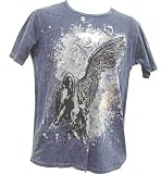 Tattoo Art Winged Reaper Luxury T Shirt Grim Reaper Embroidered Wings, Grim Reaper shirt with Embroidered Wings on the back