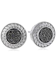 Sterling Silver Black Diamond Accent Stud Earrings (0.04 cttw, I2-I3 Clarity)