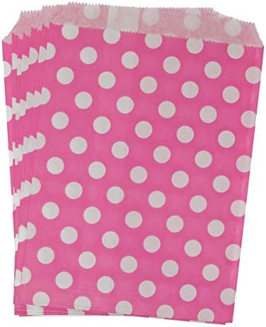 Hot Pink Polka Dot Paper Treat Bags
