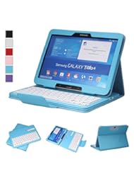 Office Product: NEWSTYLE Removable Wireless Bluetooth Keyboard ABS Plastic Laptop Stylish Keys and Protective Case For Samsung Galaxy Tab 3 10.1" 10.1 inch Tablet P5200 & Galaxy Tab 4 10.1 inch Tablet SM-T530 T531 T535 (Blue) - eTechstore