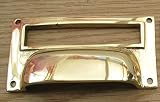 IRONMONGERY WORLDﾂｮ LARGE POLISHED BRASS SOLID BRASS DRAWER CUPBOARD FILING CABINET CARD FRAME LABEL