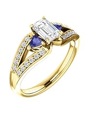 10K Yellow Gold Emerald Cut Diamond and Tanzanite Ring -- LIFETIME WARRANTY