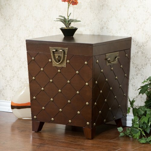 SEI Espresso Nailhead End Table Trunk