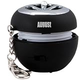 from August August MS310B MP3 Portable Mini Speaker with LED Flashing Light and Built-In Rechargeable Batteries. Compatible with Handsets and Laptops - Black (Model MS310B)