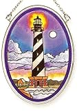 Amia Hand Painted Glass Suncatcher with Cape Hatteras Lighthouse Design, 3-1/4-Inch by 4-1/4-Inch Oval