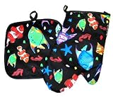 Bright Fish Oven Mitt Potholder Set