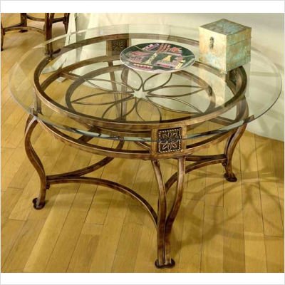Scottsdale Round Cocktail Coffee Table with Glass Top