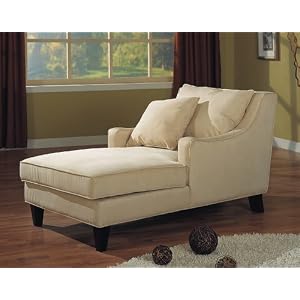 item Plush microfiber fabric upholstered chaise lounger with espresso finish wood trim legs