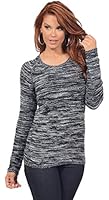 Women's Casual Scoop Neck Long Sleeve Heathered Cashmerlon Sweater