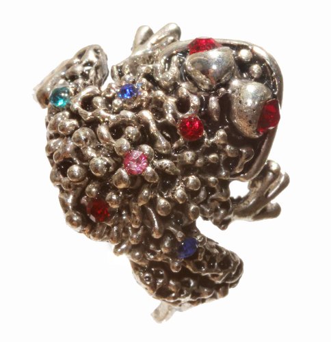 Frog Cocktail Rings, Multicolored Cz Stone. * Free Shipping From Hawaii