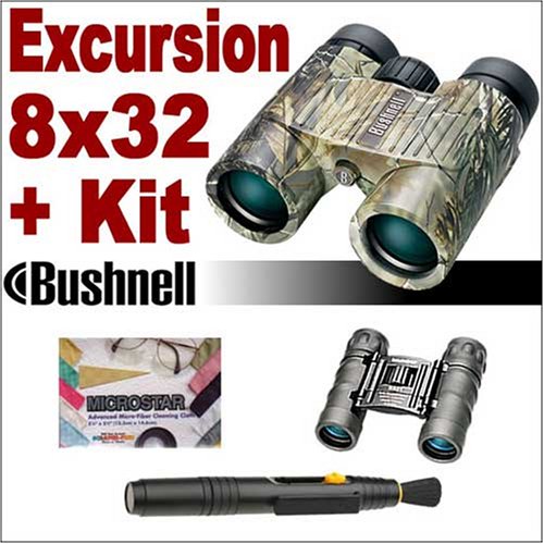Bushnell Excursion 8x32 Waterproof/Fogproof Indoor outdoor Hunting Spotting Binocular (Realtree AP Camo) 240834 Plus Accessory Package