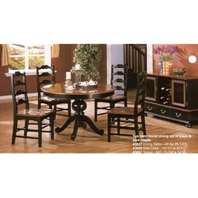 Two Tone Solid Wood 48 Round Dining Set with 4 Chairs by Cross