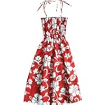 Smocked Sundress - Classic Hibiscus Spaghetti Strap Hawaiian Aloha Elastic Tube Top Sun Dress - Regular Size