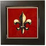 Ceramic Fleur de Lis Old World Design Framed Trivet or Tile ~2 colors