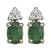 14K Yellow Gold 1/10 ct. Diamond and 1 ct. Oval Shaped Emerald Earrings
