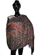 Dark Byzantium Color Wraps and Shawls Stole with Embroidery on Wool From Kashmir 72 X 28 Inches Free Shipping