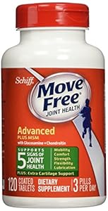 Move Free Glucosamine Chondroitin MSM and Hyaluronic Acid Joint Supplement, 120 Count