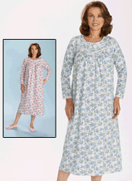 Lace-Trim Flannel Gown - Sizes: SM, MED or LG