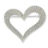 14K White Gold Diamond Heart Pin