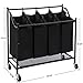 SONGMICS 4-Bag Rolling Laundry Sorter Cart Heavy-duty w' 4 Casters Black URLS95H