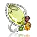14k White Gold Citrine Amsthyst Gem Diamond Ring/ Band, Size 6.5, TW: 11.56 carat