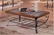 Brown Finish Coffee Table with Slate Insert By Coaster Furniture