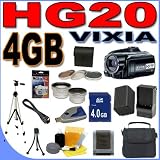 Canon Vixia HG20 60GB Hard Drive HD Camcorder 12x Optical Zoom Plus 4GB SDHC Memory Card - Extra Rechargeable Battery - 0.45x Wide Angle Lens - 3pc. Filter Kit - Quick External Charger - Full Size Tripod - HG-20 3085B001 BigVALUEInc Accessory Saver Bundle + MORE
