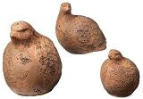 Pack of 6 Weathered Terracotta Rotund Quail Garden Statues
