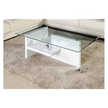 Table basse en verre THEO blanc L.110 x P.60 x H.42 cm