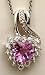 Jewelili Heart Pendant with Faceted Heart Created Pink Amethyst and Created White Sapphire and Diamond in Sterling Silver, 18