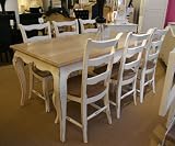 French Oak Dining Table Set (1 Table 6 Chairs)....Stone Grey & Natural Oak French Style